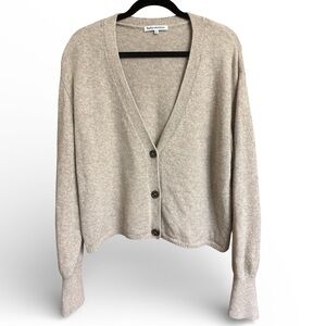 Reformation Varenne Cashmere Button Down Oatmeal Cropped Cardigan Sweater XL